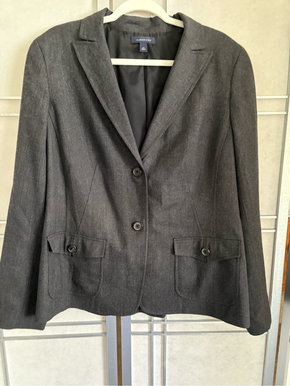 Lands' End Women's Dark Gray Two-Button Tailored Blazer